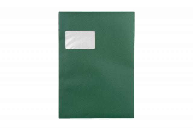 Sobres DIN C4 adhesivos con ventana, impresión verde oscuro