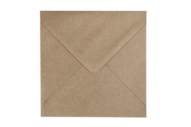 Sobres cuadrados 140x140 mm, papel kraft Natron acanalado