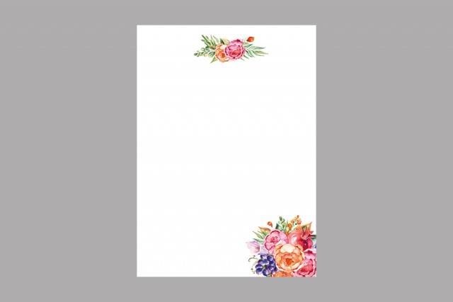 Membrete A4, rosas, 1 cara