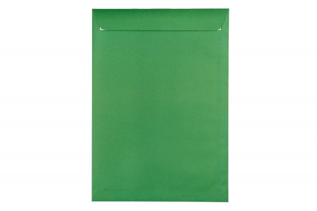Sobres DIN C4 adhesivos, impresos en verde