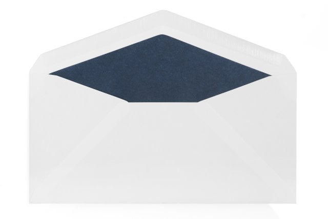 Sobres DIN largos, blancos con forro azul oscuro