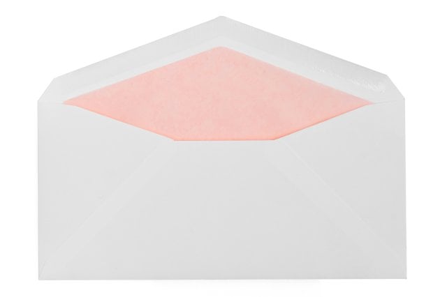 Sobres DIN largos, blancos con forro rosa
