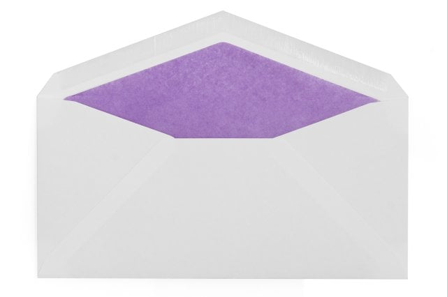 Sobres DIN largos, blancos con forro morado