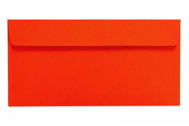 Sobres DIN adhesivo largo, rojo fluorescente