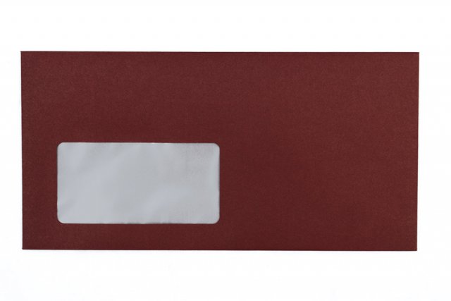 Sobres DIN largo con ventana, impresión rojo oscuro
