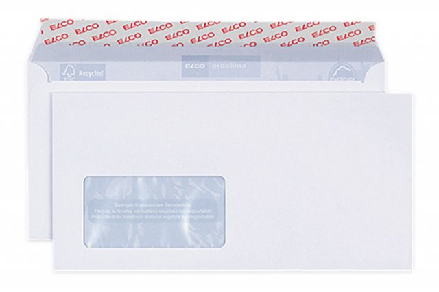 Sobres Elco Proclima DIN largo+ adhesivo, blanco con ventana