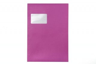Sobres DIN C4 adhesivos con ventana, impresión rosa
