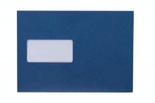 Sobres DIN C5 adhesivos con ventana, impresión azul oscuro