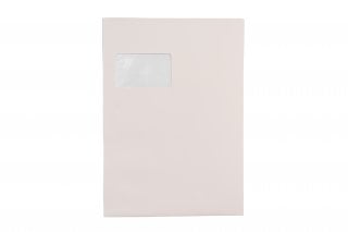 Sobres DIN C4 adhesivos con ventana, impresión crema