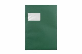 Sobres DIN C4 adhesivos con ventana, impresión verde oscuro