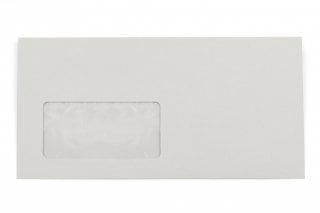 Sobres DIN largo, gris reciclado con ventana