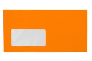 Sobres DIN largo con ventana, naranja neón