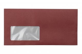 Sobres DIN largo+ con ventana, impresión rojo oscuro
