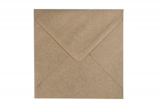 Sobres cuadrados 140x140 mm, papel kraft Natron acanalado