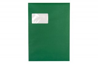 Sobres DIN C4 adhesivos con ventana, impresión verde