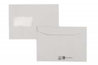 Sobres DIN C5, gris reciclado con ventana