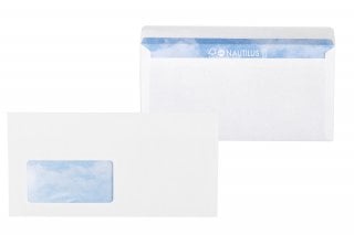 Sobres DIN largo adhesivos, reciclados blancos con ventana