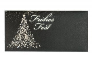 Sobres DIN largo, estampado negro, árbol de estrellas