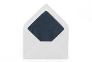 Sobres DIN C6, blancos con forro azul oscuro