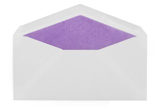 Sobres DIN largos, blancos con forro morado